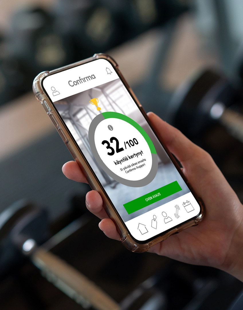 Confirma Active -mobiilisovelluksen palkintopolut sitouttavat asiakkaan vierailemaan kuntosalillasi